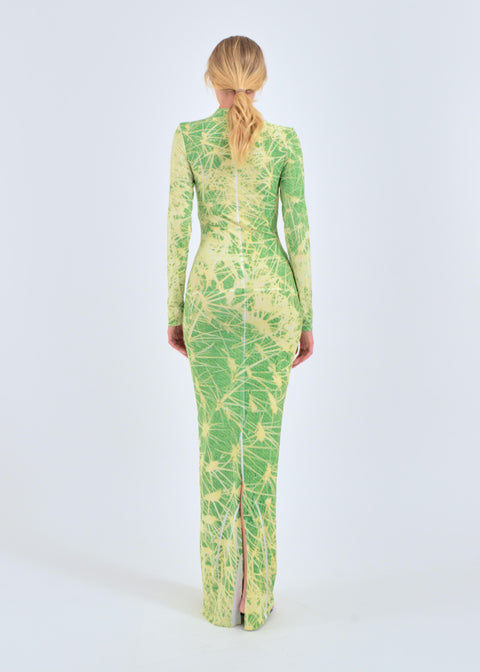 Cactus print dress in green