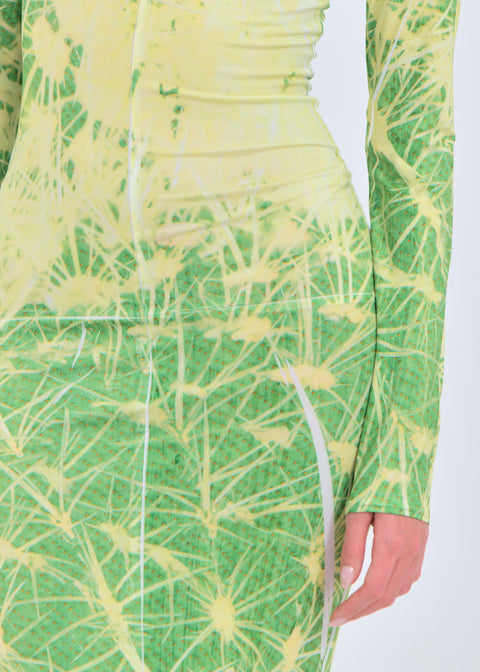 Cactus print dress in green