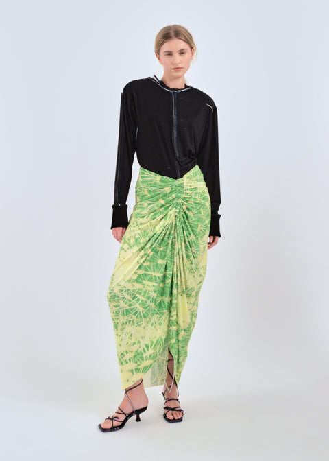 Signature skirt in green cactus print