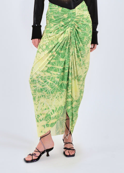 Signature skirt in green cactus print
