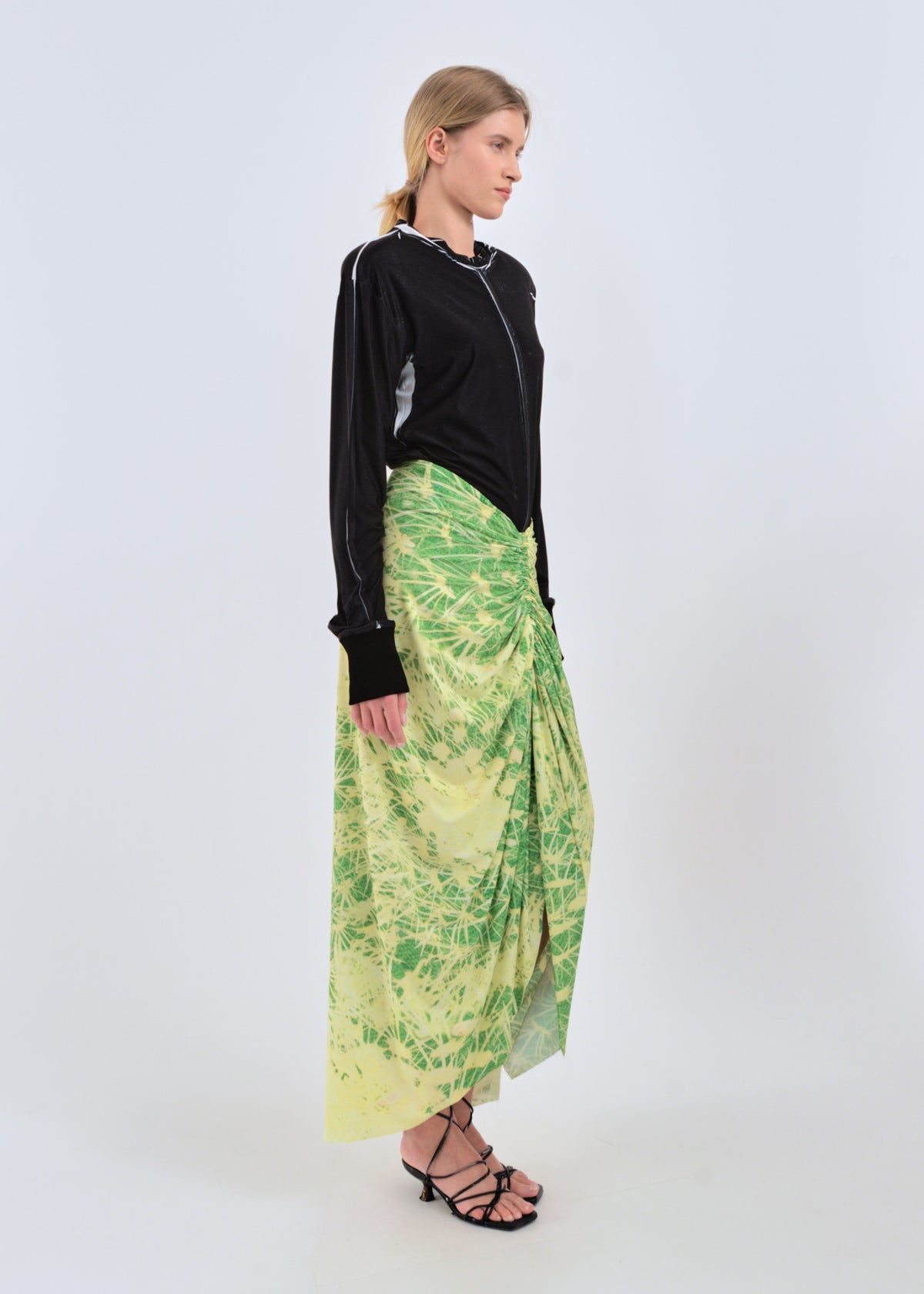 Signature skirt in green cactus print