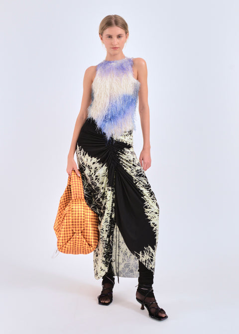 Printed textured halter top