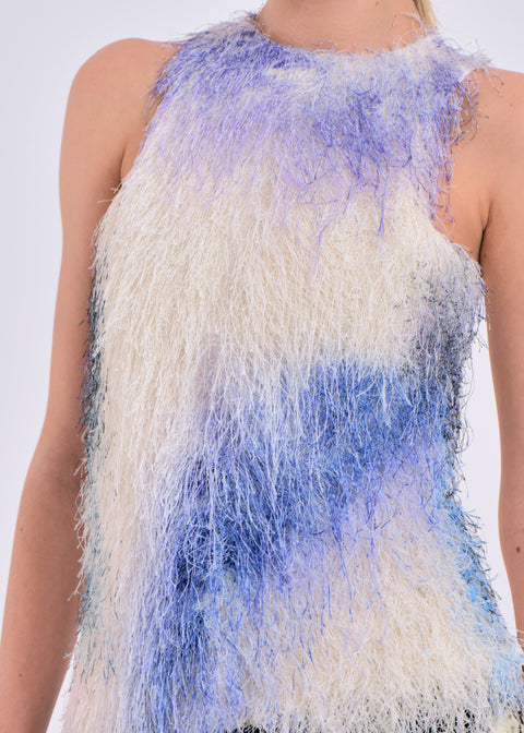 Printed textured halter top