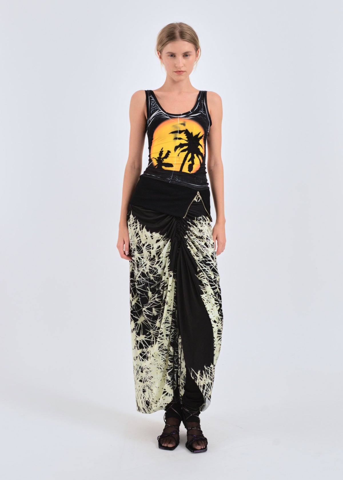 Too hot to sleep zip-up tank top