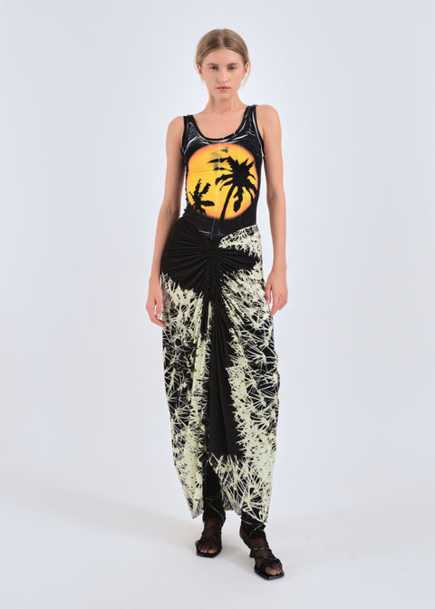 Signature skirt in black cactus print