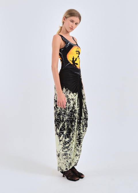Signature skirt in black cactus print