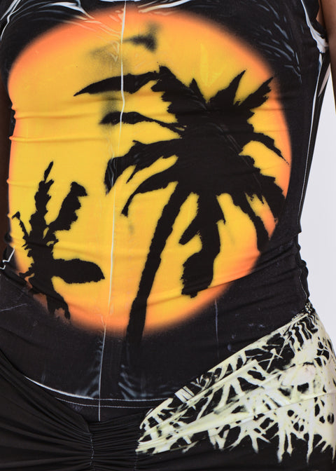 Too hot to sleep zip-up tank top