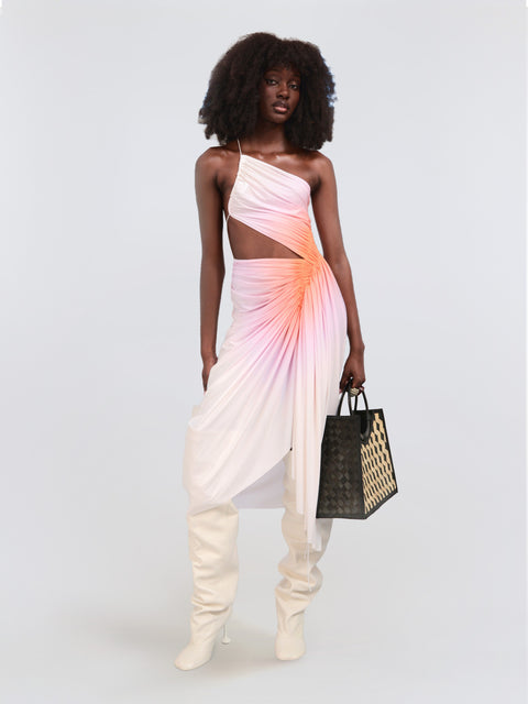 Signature jersey dress in pink/peach