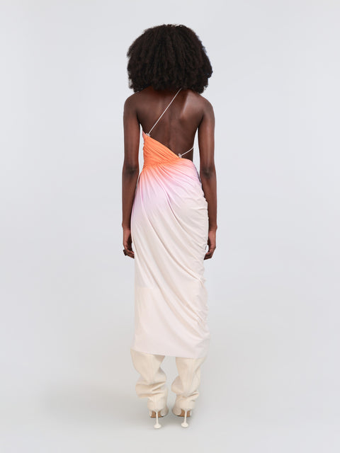 Signature jersey dress in pink/peach