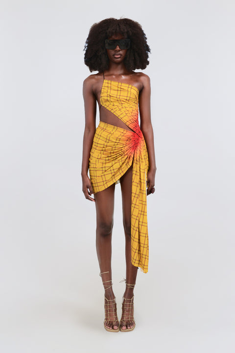 Signature mini dress in yellow tartan