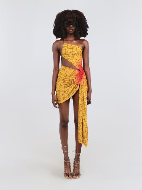 Signature mini dress in yellow tartan