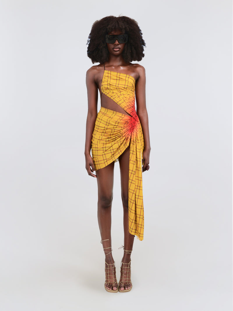 Signature mini dress in yellow tartan