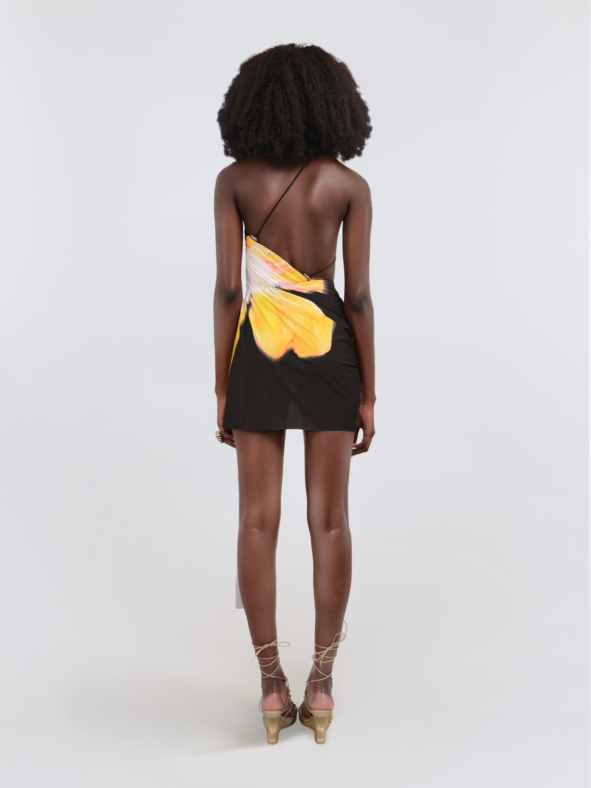 Signature mini floral dress in black/yellow