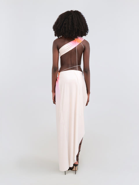Wrap-around dress in pink/peach
