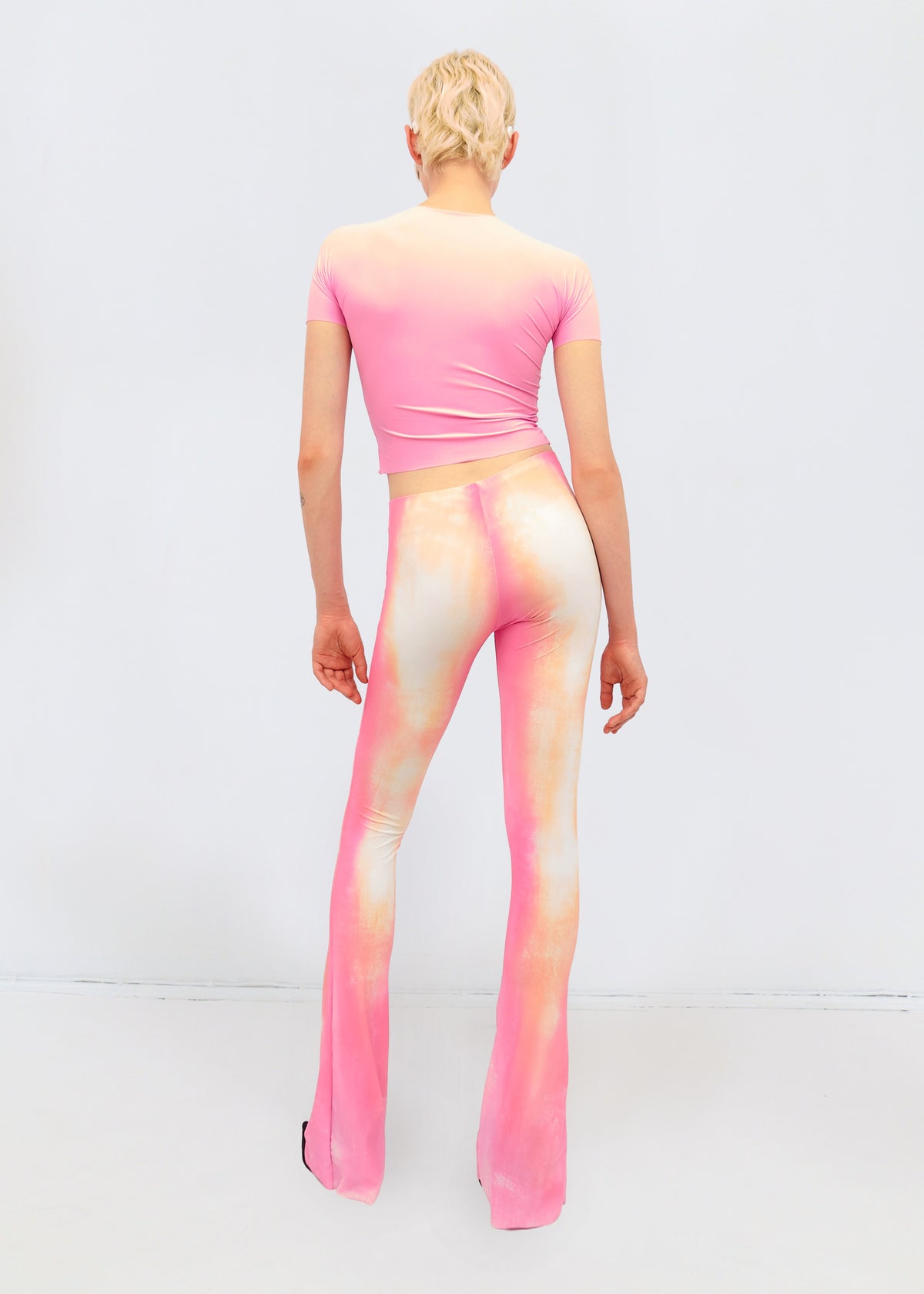 Legginsy z nadrukiem w kolorze różowym