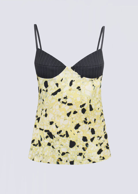 Wool bralette blouse in yellow