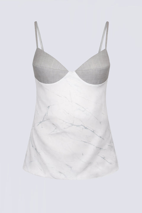 Wool bralette blouse in white marble - Fal - ash