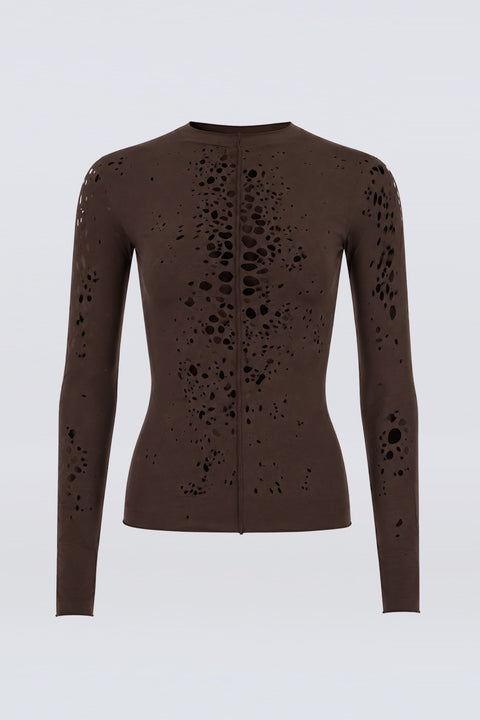 Distressed longsleeve in brown - Fal-ash