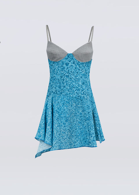 Irena wool bralette dress in turquoise