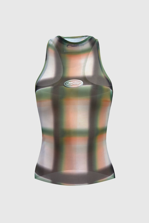 Checkered mesh halter top - Fal-ash