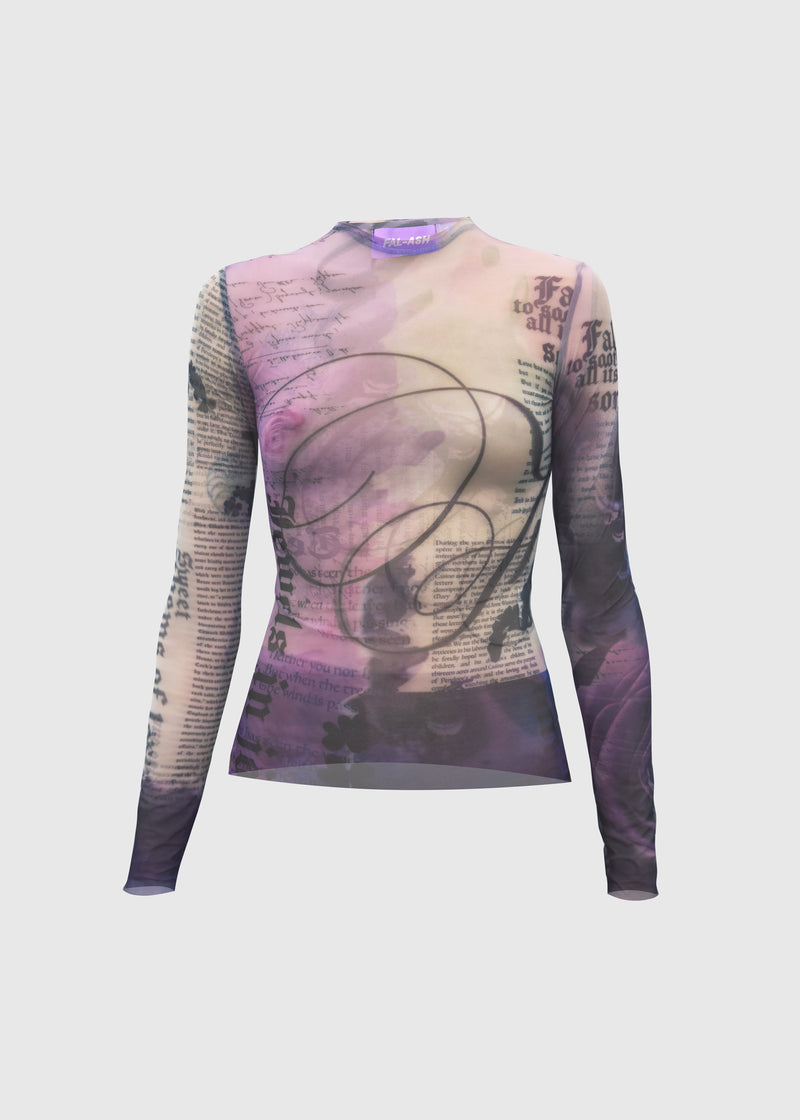 Fioletowy longsleeve z nadrukowanej siateczki