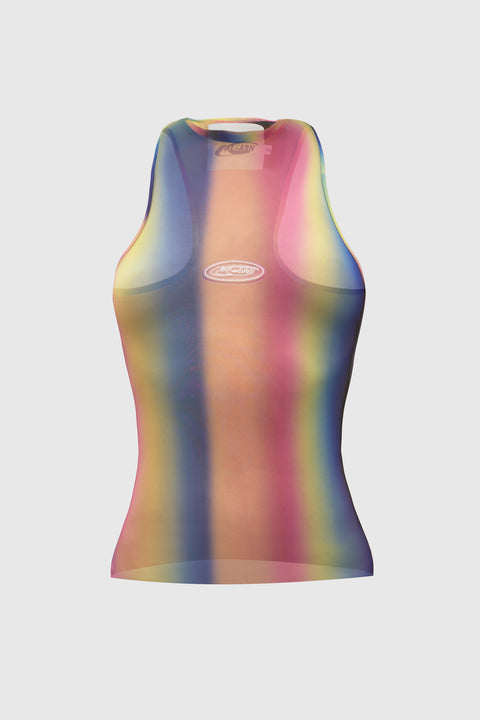 Striped mesh halter top - Fal-ash