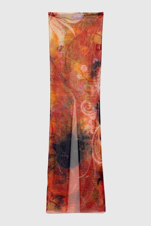 Printed mesh skirt in red - Fal-ash