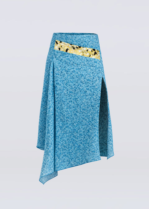 Intarsia skirt in turquoise