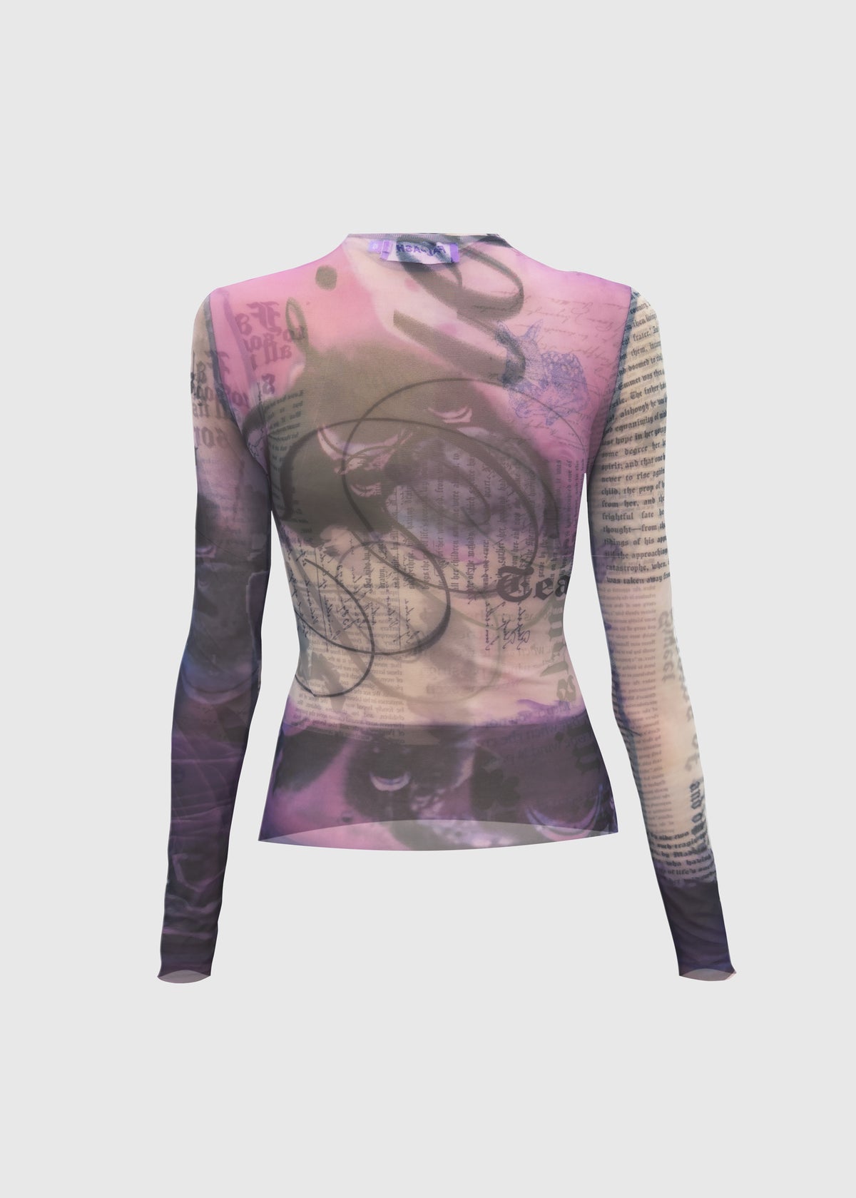 Fioletowy longsleeve z nadrukowanej siateczki