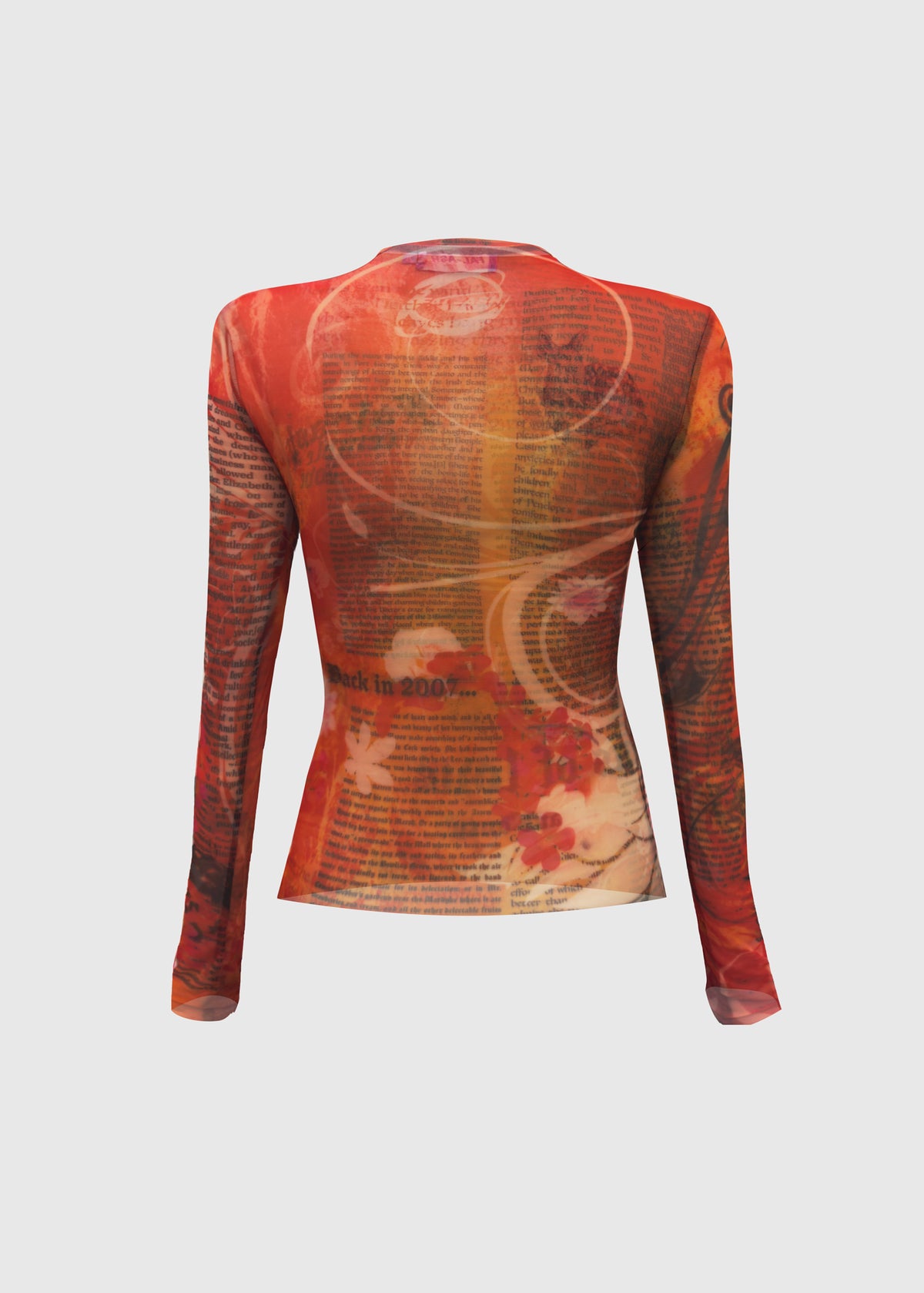 Czerwony longsleeve z siateczki z nadrukiem