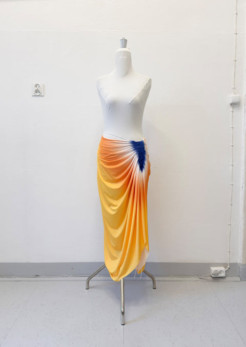 Signature jersey skirt in apricot/ultramarine - XS