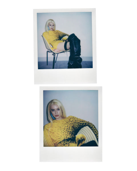 Draped shell mini dress in yellow leopard