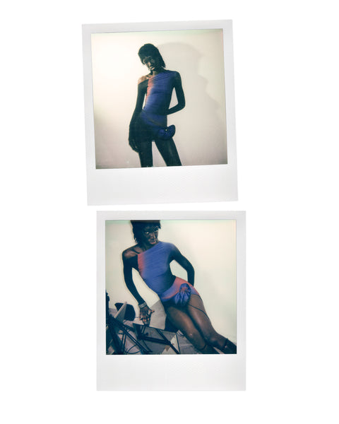 Asymmertic longsleeve in cobalt/wine