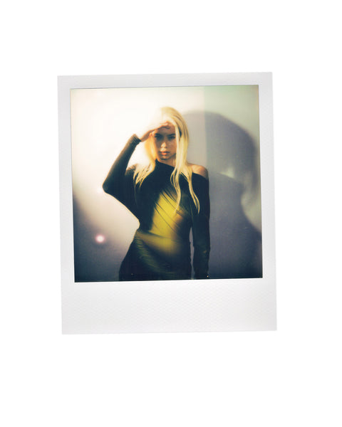 Draped mini dress in lime/wine