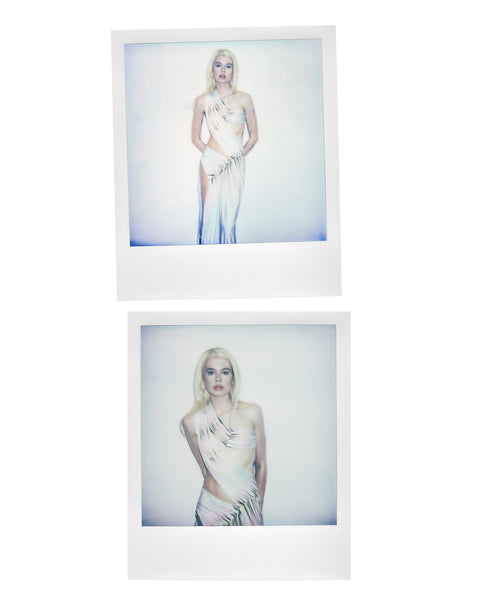 Wrap-around dress in stripes print