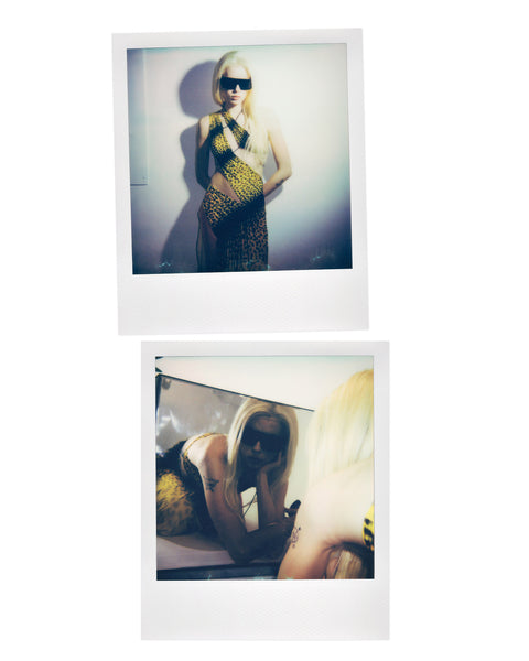 Wrap-around dress in yellow leopard